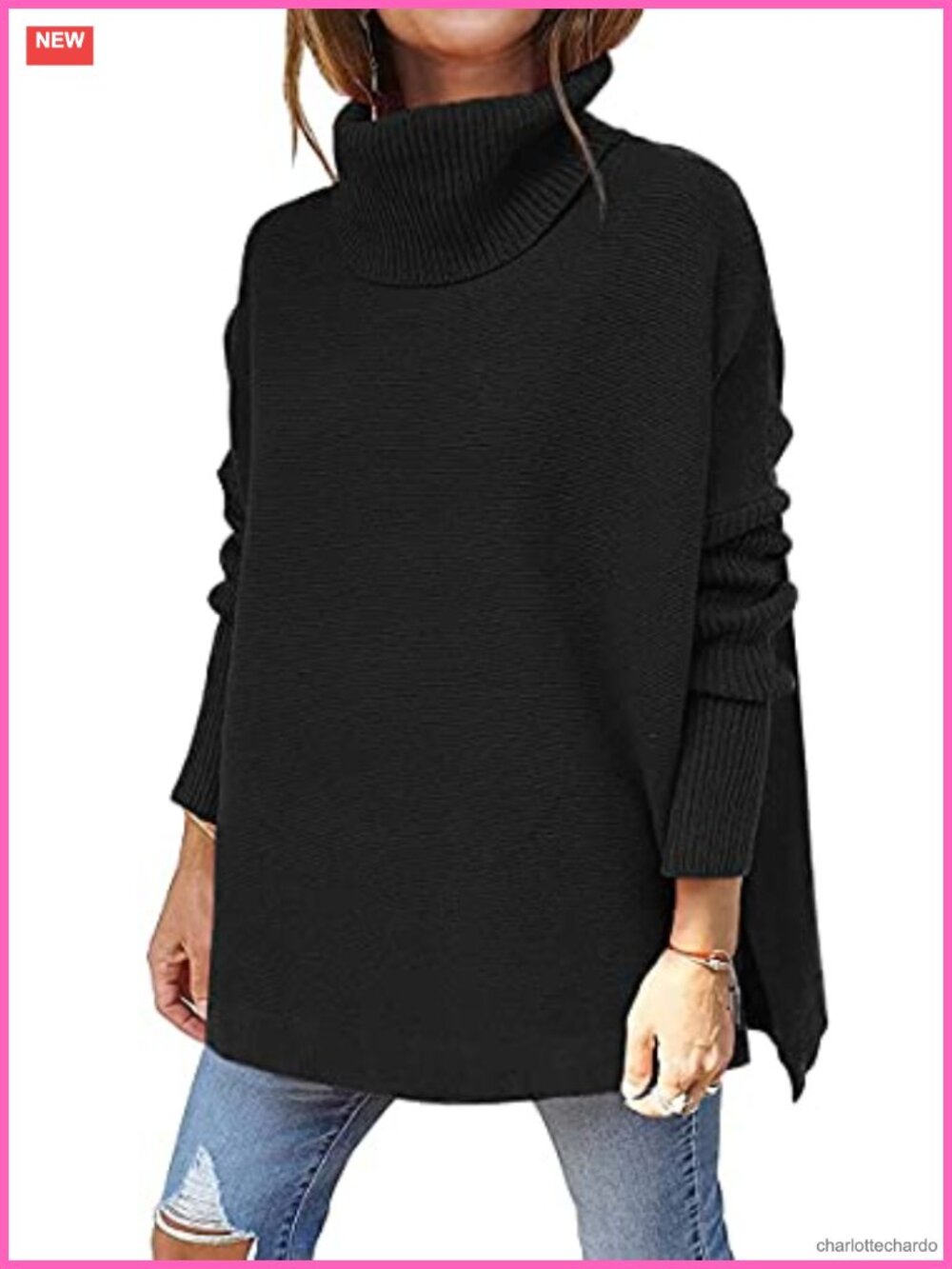 Oversized Turtleneck Sweater for Women Fall Knit Pullover Long Sleeve